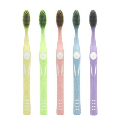 China Biodegradable Adult Wheat Straw Material Soft Bristle Toothbrush Suitable for Wholesale for sale