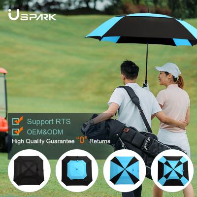 China Minimalist Double Layer Logo Square Golf Umbrella Vented Windproof Waterproof for sale