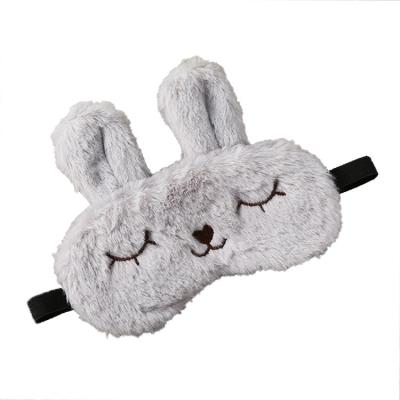 China Anti-Puffiness Ready To Ship Cute Plush Rabbit Visor Sleeping Eye Mask for sale