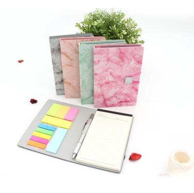 China Instock Office Eco-friendly Paper Stationery Set PU Leather Notebook With Pen And Notepad Sticky Note for sale