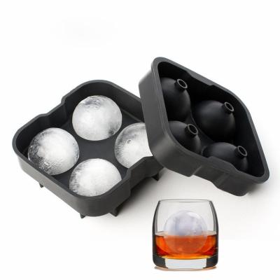 China Viable Ready For Ship 4 Cavity Ice Ball Model Silicone Whiskey Ice Ball Maker for sale