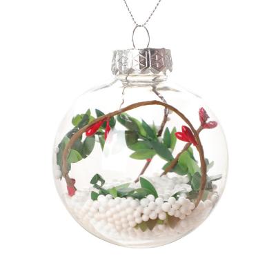 China Nordic Transparent Seamless Plastic Hollow Ball Creative Christmas Style Pet Decoration Ball Hanging Ornaments for sale