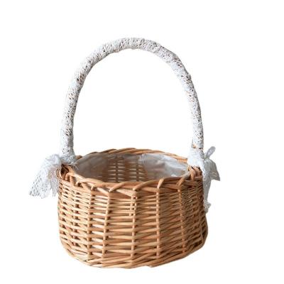 China Factory Direct Sale Modern Willow Woven Flower Basket Florist Handmade Flower Basket for sale