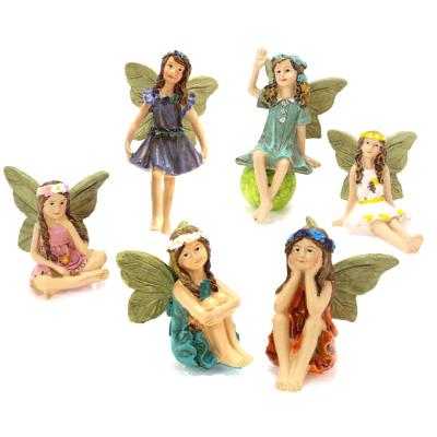 China Wholesale Creative Fairy Pluggable Fairy Garden Statue Europe Resin Landscape Decoration Decoration Micro Yard for sale