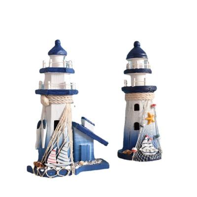 China Europe Mediterranean style lighthouse decoration lighthouse model decoration creative desktop watchtower solid wood model gift for sale