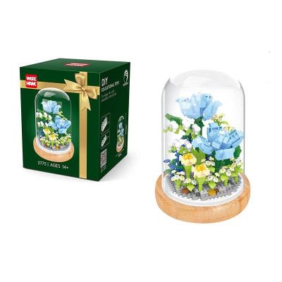 China Toy Small Educational Particle Assembled Immortal Flower Building Blocks Educational Building Blocks Children's Toys Flower Rose Flower Teacher for sale