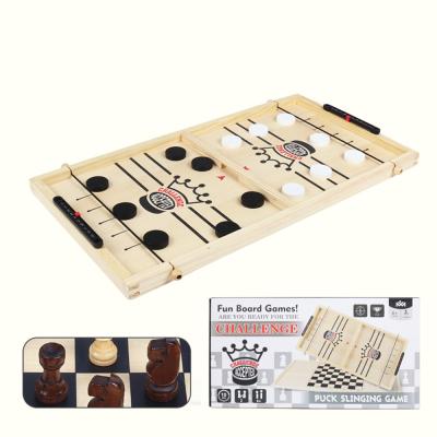 China 2in1 Chess Game Sling Puck Game Adult Children International Portable Wooden Portable Quick Board Game for sale