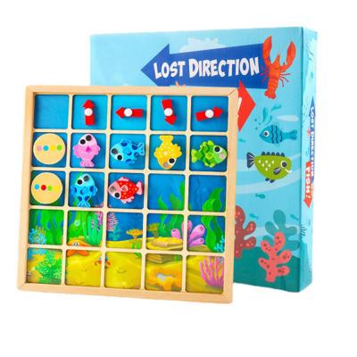 China Wooden Game Educational Wooden Fish Matching Montessori Board Puzzle Toy Lost Direction Fish Toy For Children for sale