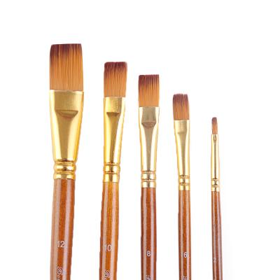 China Good quality new arrivals nylon paint brush flat brush different shapes paint brush for art for sale