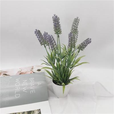 China Wholesale Natural Home Decorative White Ceramic Faux Plants Touch Lavender Potted Artificial Flowers Artificial Flower for sale