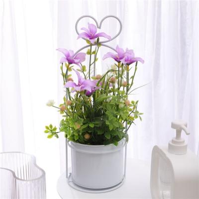 China High Simulation Eco-friendly Potted Silk Plants Home Decorative Artificial Flower Plants Flower In Metal Hanging Pot for sale