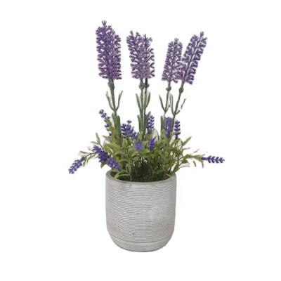 China Wholesale Eco-Friendly Artificial Lavender Home Table Faux Bonsai Plants Decorative Artificial Lavender Flower With Pot for sale