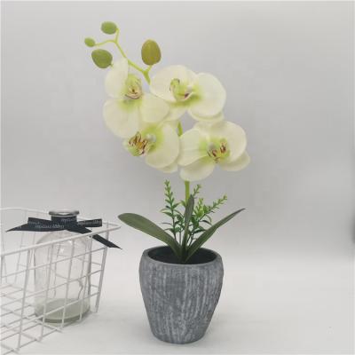 China Table Eco-friendly Home Decor Artificial Plant In Pulp Pot For Sale Artificial Simulation Potted Orchid Phalaenopsis Plant for sale