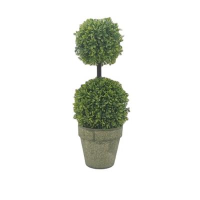 China Minimalist High Simulation Grass Ball Plant Tree Desktop Garden Decoration Mini Artificial Tree Plants With Pulp Pots for sale