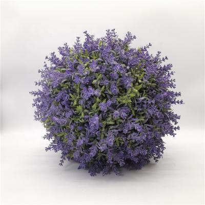 China Eco-friendly High Quality Plastic Round Lavender Ball Wedding Garden Decoration Artificial Flower Lavender Ball for sale