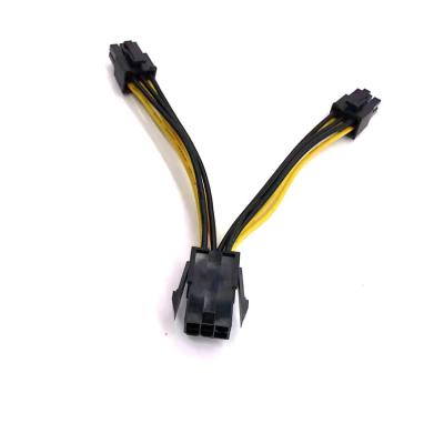 China Support Graphics Card PCI-e 6pin Female To Dual 8pin (6+2) Male Gpu Computer Power Cable For Graphics Video Card for sale