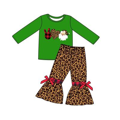 China Washable 2022 Kids Set Fall Long Sleeve Top Flared Pants Clothing Classic Christmas Kids Style for sale