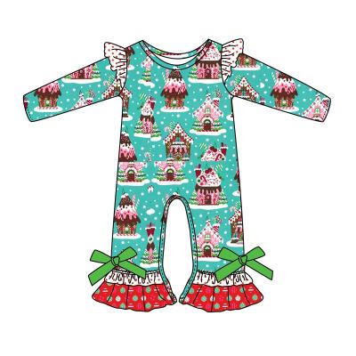 China Breathable 2022 Europe and America Autumn Christmas Long Sleeve Jumpsuit Ruffled Toddler Christmas Style for sale