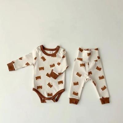 China Suit Kids New 2022 Baby Bear One-Piece Suit Leggings Set Spring and Autumn Long Sleeve Baby Baby Crawling Suit for sale