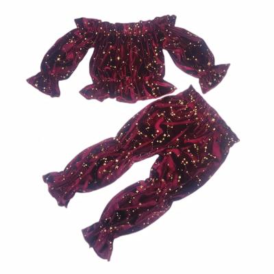 China QUICK DRY New Kids Set 2022 Girls Full of Stars Costume Fashion Girls Burgundy Fashion Clothing for sale