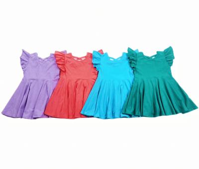 China Breathable Kids 2022 New Girl Dress Dress Candy Solid Color Kids Fly Sleeves Costume for sale