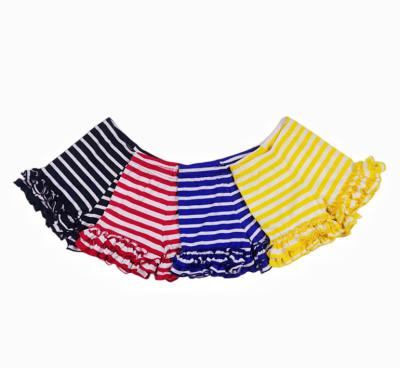 China Anti-pilling New Kids Shorts 2022 Wholesale Striped Three Layer Lace Girls Shorts Cool Summer for sale