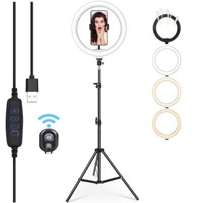 China Hot Sale 10inch PORTABLE Ring Light 26cm Tripod Stand Phone Holder Ring Light Price Foldable Makeup Selfie Ring Light Led Circle Portable for sale