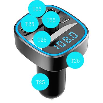 China Amazon New T25 FM Transmitter Mobile Phone Smart Voice Navigation Hands Free Charger MP3 Player With Fast Shipping PK T25S for sale