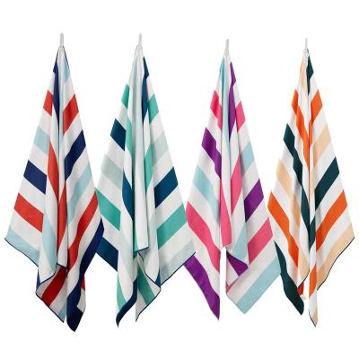 China Sublimation Beach Towels Large Sand Viable Stripe Free Portable Quick Dry Beach Towels Microfiber Beach Towels For Kids And Adults for sale