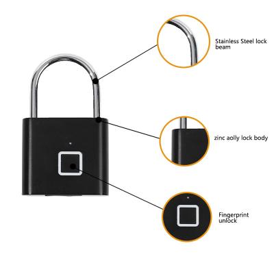 China Keyless Biometric Smart Fingerprint Padlock Zinc Alloy Mini Fingerprint Lock Te koop