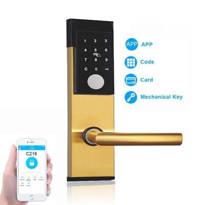 China Stainless Steel TTlock BLE Apartment Smart Door Lock with Password Card and Key for sale