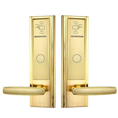 Chine Serrure de porte Keyless de carte de Rfid de dépendance de la serrure de porte d'entrée de l'or 280mm 6V à vendre