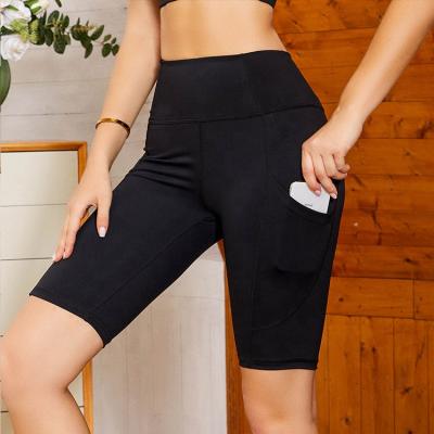 China Factory Wholesale Fitness High Waisted Breathable Black Pocket Workout Short Push Up Scruch Sports Yoga Shorts Legging For Women for sale