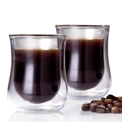 China 80ml Double Wall Coffee Viable Pyrex Glasses for sale