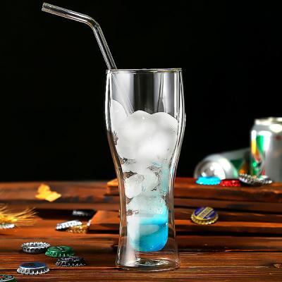 China Viable high quality thick-walled double hand blown beer glasses for sale