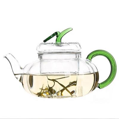 China Hand made heat resistant pyrex tea tableware / glass teapot for sale