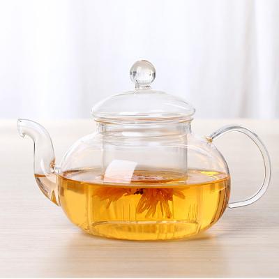 China Sustainable Borosilicate Handmade Pyrex Glass Teapot With Filter for sale