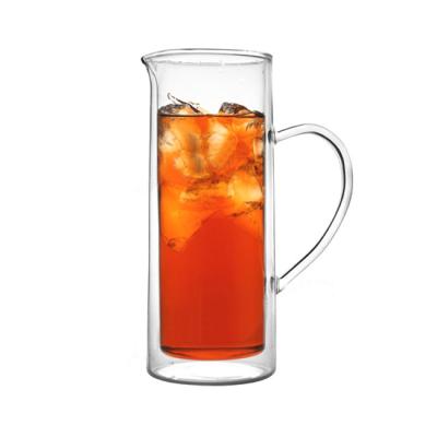 China Viable clear wholesale pyrex double wall glass pitcher for sale