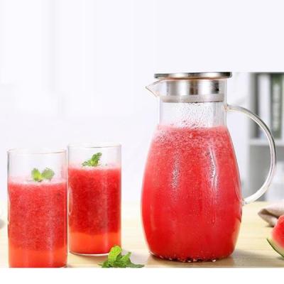 China Sustainable Hand Made High Quality 1000ml Clear Glass Carafe With SS Lid for sale