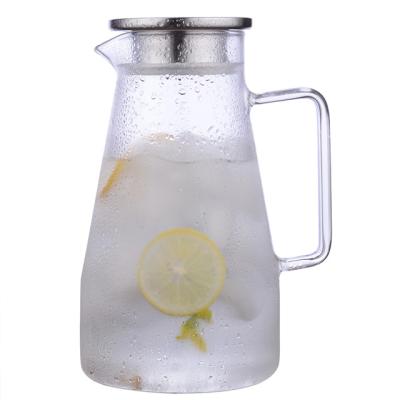 China SUSTAINABLE CLEAR Borosilicate Glass Single Walled Heat Resistant Water Filter Pitcher With Lid for sale