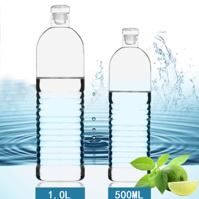 China 500ml high quality hand made clear glass food bottle for water/fancy water bottles for sale