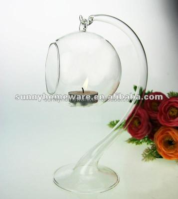 China Mouth Blown Glass Heat Resistant Glass Candle Holder/Hanging Glass Candle Holder for sale