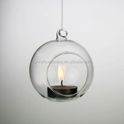 China All the World Handcrafted Clear Hanging Glass Ornaments Wedding Crystal Ball Candle Holder for sale