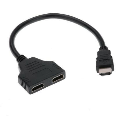 China COMPUTER factory direct HD-MI 1 in 2 splitter 1080P male to double female HDTV adapter cable HD conversion cable for sale