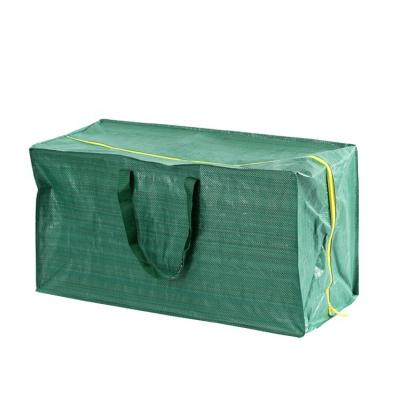 China Wholesale Eco-friendly Material Water Proof Resistant Extra Large Travel Shopping Bag Green PP Woven Bag With Length Handle And Zipper for sale