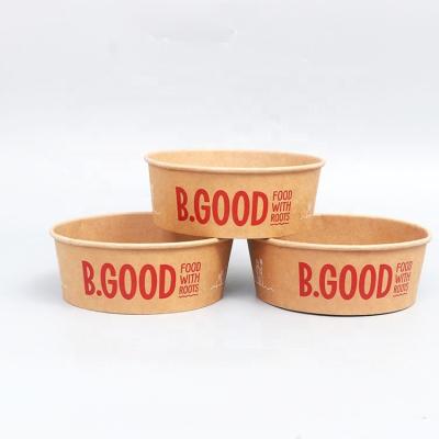 China Wholesale Biodegradable Stocked Disposable Kraft Paper Bowl Eco Friendly Disposable Takeout Salad Bowl for sale