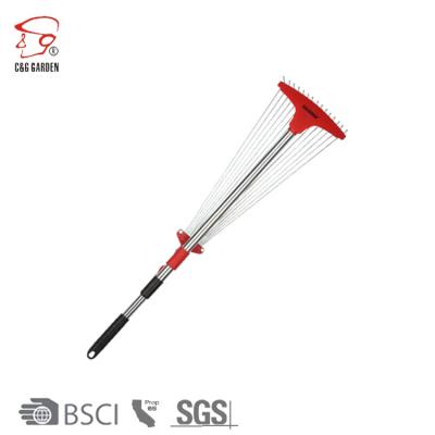 China RK15-209 Garden Rake 15Tines Garden Leaf Rake With Adjustable Aluminum Hose Shaped Steel Child Rakes Garden Rake for sale