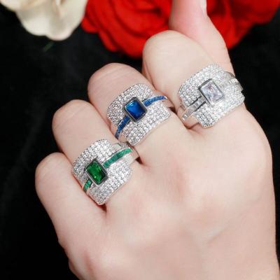 China CLASSIC Light Dark Blue Green Cubic Zirconia Ladies Engagement Big Cubic Zirconia Cubic Zirconia AAA Bridal Wedding Jewelry for sale