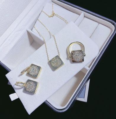 China Hiphop fashion hiphop look diamond heay gold plated lion solid micro pave setting necklace ring earring jewelry set design joias for sale