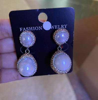 China Handmade BOHEMIA Freshwater Baroque Pearl Pave Crystal Gold Earrings Designs for sale